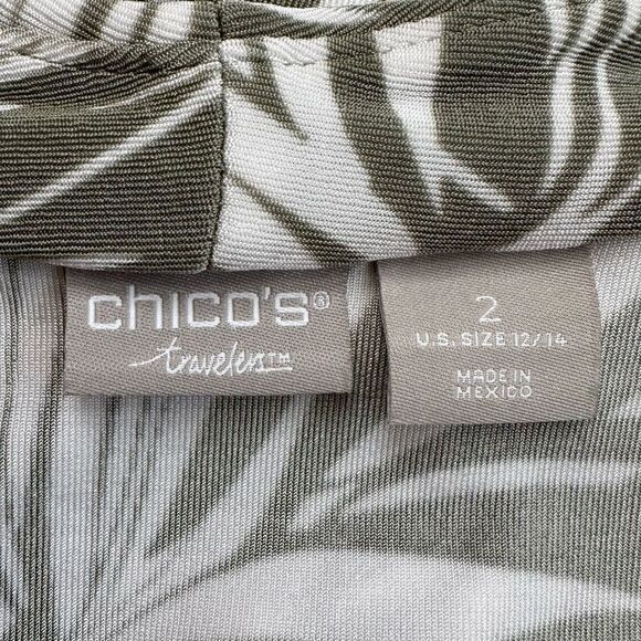 Chico’s Leaf Print Open Front Cardigan, Sz Large - Picture 12 of 14